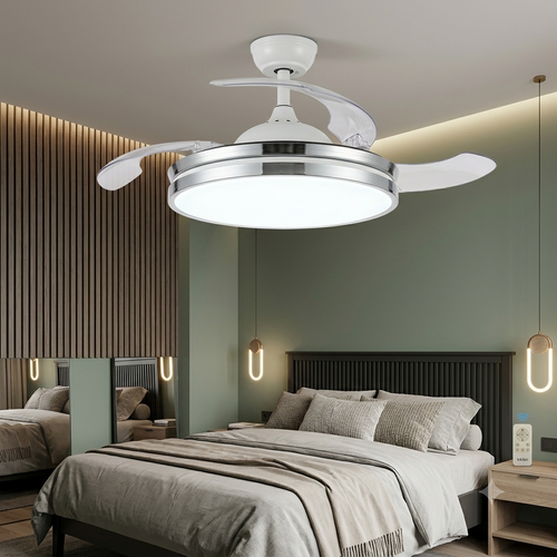 VENTILADOR DE TECHO CON ASPAS RETRÁCTILES Y LUZ LED INTELIGENTE