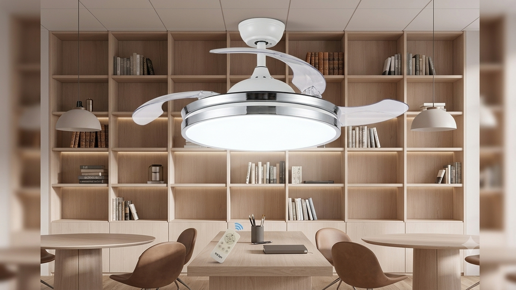 VENTILADOR DE TECHO CON ASPAS RETRÁCTILES Y LUZ LED INTELIGENTE