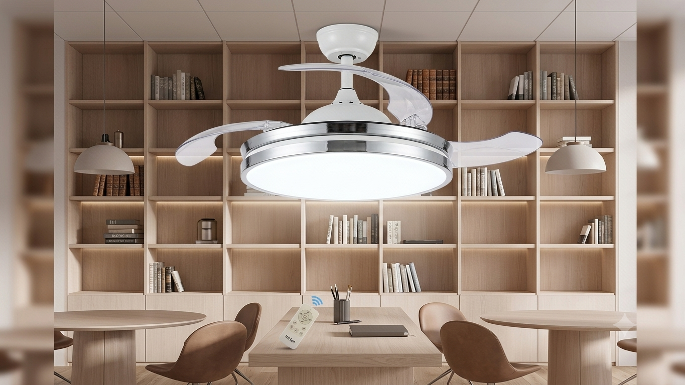 VENTILADOR DE TECHO CON ASPAS RETRÁCTILES Y LUZ LED INTELIGENTE