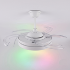 Ventilador de Techo Inteligente 3 en 1 | Luz LED RGB, Altavoz Bluetooth y Aspas Retráctiles